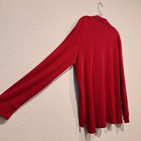 Polo Ralph Lauren Blue Label Retro 100% Cotton Long Sleeve Polo Shirt Red Mens L - Picture 5 of 8